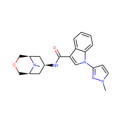 CN1[C@@H]2COC[C@H]1C[C@@H](NC(=O)c1cn(-c3ccn(C)n3)c3ccccc13)C2 ZINC001772645356