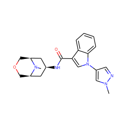 CN1[C@@H]2COC[C@H]1C[C@@H](NC(=O)c1cn(-c3cnn(C)c3)c3ccccc13)C2 ZINC001772655615