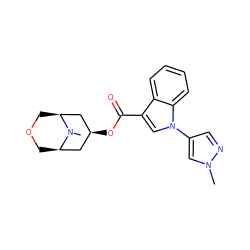 CN1[C@@H]2COC[C@H]1C[C@@H](OC(=O)c1cn(-c3cnn(C)c3)c3ccccc13)C2 ZINC001772645382