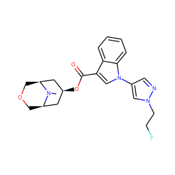 CN1[C@@H]2COC[C@H]1C[C@@H](OC(=O)c1cn(-c3cnn(CCF)c3)c3ccccc13)C2 ZINC001772623144