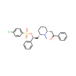 CN1[C@H](C[C@H](OS(=O)(=O)c2ccc(Cl)cc2)c2ccccc2)CCC[C@@H]1CC(=O)c1ccccc1 ZINC000045366559