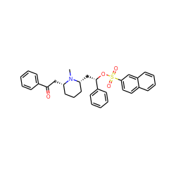 CN1[C@H](C[C@H](OS(=O)(=O)c2ccc3ccccc3c2)c2ccccc2)CCC[C@@H]1CC(=O)c1ccccc1 ZINC000049766544