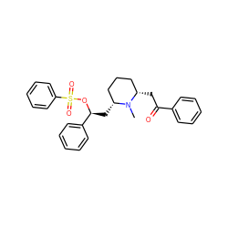 CN1[C@H](C[C@H](OS(=O)(=O)c2ccccc2)c2ccccc2)CCC[C@@H]1CC(=O)c1ccccc1 ZINC000045365960