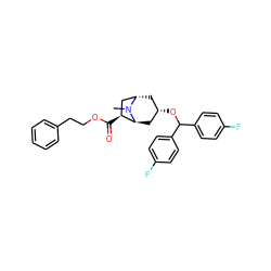 CN1[C@H]2C[C@@H](OC(c3ccc(F)cc3)c3ccc(F)cc3)C[C@H]1C[C@@H]2C(=O)OCCc1ccccc1 ZINC000169355588