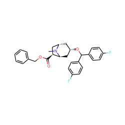 CN1[C@H]2C[C@@H](OC(c3ccc(F)cc3)c3ccc(F)cc3)C[C@H]1C[C@@H]2C(=O)OCc1ccccc1 ZINC000169355623