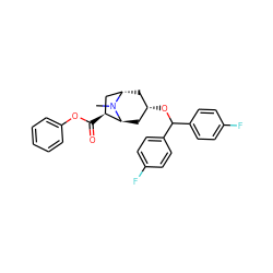 CN1[C@H]2C[C@@H](OC(c3ccc(F)cc3)c3ccc(F)cc3)C[C@H]1C[C@@H]2C(=O)Oc1ccccc1 ZINC000169355628