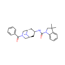 CN1[C@H]2CC(NC(=O)N3CC(C)(C)c4ccccc43)C[C@H]1CN(C(=O)c1ccccc1)C2 ZINC000101248820