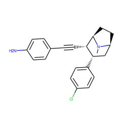 CN1[C@H]2CC[C@@H]1[C@@H](C#Cc1ccc(N)cc1)[C@@H](c1ccc(Cl)cc1)C2 ZINC000040974313