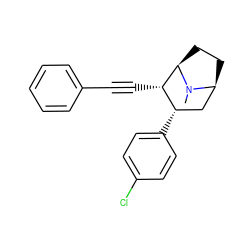 CN1[C@H]2CC[C@@H]1[C@@H](C#Cc1ccccc1)[C@@H](c1ccc(Cl)cc1)C2 ZINC000040430682