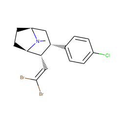 CN1[C@H]2CC[C@@H]1[C@@H](C=C(Br)Br)[C@@H](c1ccc(Cl)cc1)C2 ZINC000040952667