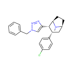 CN1[C@H]2CC[C@@H]1[C@@H](c1cn(Cc3ccccc3)nn1)[C@@H](c1ccc(Cl)cc1)C2 ZINC000040431010