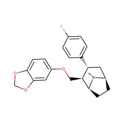 CN1[C@H]2CC[C@@H]1C[C@@H](c1ccc(F)cc1)[C@@H]2COc1ccc2c(c1)OCO2 ZINC000013776983