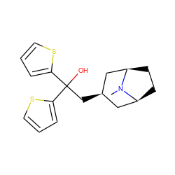 CN1[C@H]2CC[C@@H]1C[C@H](CC(O)(c1cccs1)c1cccs1)C2 ZINC000103233185