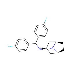 CN1[C@H]2CC[C@@H]1C[C@H](NC(c1ccc(F)cc1)c1ccc(F)cc1)C2 ZINC000101060932