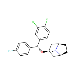 CN1[C@H]2CC[C@@H]1C[C@H](O[C@H](c1ccc(F)cc1)c1ccc(Cl)c(Cl)c1)C2 ZINC000100834358