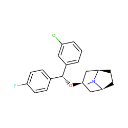 CN1[C@H]2CC[C@@H]1C[C@H](O[C@H](c1ccc(F)cc1)c1cccc(Cl)c1)C2 ZINC000100834453