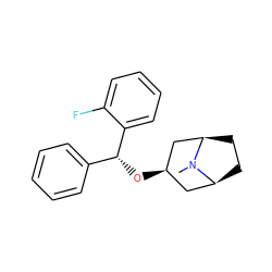 CN1[C@H]2CC[C@@H]1C[C@H](O[C@H](c1ccccc1)c1ccccc1F)C2 ZINC000100834239