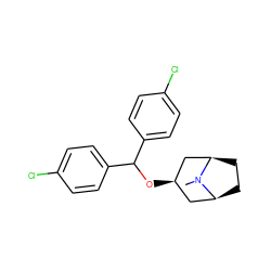 CN1[C@H]2CC[C@@H]1C[C@H](OC(c1ccc(Cl)cc1)c1ccc(Cl)cc1)C2 ZINC000100834435