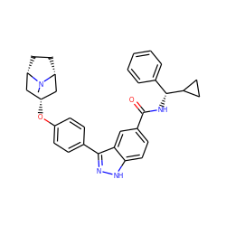 CN1[C@H]2CC[C@@H]1C[C@H](Oc1ccc(-c3n[nH]c4ccc(C(=O)N[C@H](c5ccccc5)C5CC5)cc34)cc1)C2 ZINC000146872372