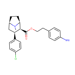 CN1[C@H]2CC[C@@H]1C[C@H](c1ccc(Cl)cc1)[C@@H]2C(=O)OCCc1ccc(N)cc1 ZINC000056727920