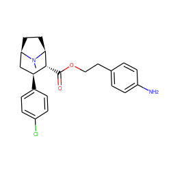 CN1[C@H]2CC[C@@H]1C[C@H](c1ccc(Cl)cc1)[C@H]2C(=O)OCCc1ccc(N)cc1 ZINC000036177123