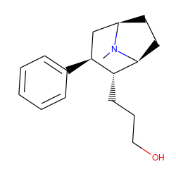 CN1[C@H]2CC[C@@H]1C[C@H](c1ccccc1)[C@H]2CCCO ZINC000036177329