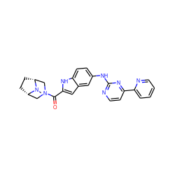 CN1[C@H]2CC[C@@H]1CN(C(=O)c1cc3cc(Nc4nccc(-c5ccccn5)n4)ccc3[nH]1)C2 ZINC000144216899