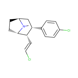 CN1[C@H]2CC[C@H]1[C@@H](/C=C/Cl)[C@@H](c1ccc(Cl)cc1)C2 ZINC000169303527