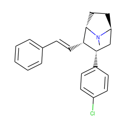 CN1[C@H]2CC[C@H]1[C@@H](/C=C/c1ccccc1)[C@@H](c1ccc(Cl)cc1)C2 ZINC000169341191