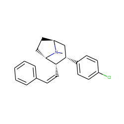 CN1[C@H]2CC[C@H]1[C@@H](/C=C\c1ccccc1)[C@@H](c1ccc(Cl)cc1)C2 ZINC000169371408