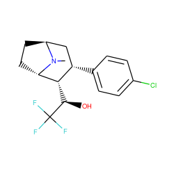 CN1[C@H]2CC[C@H]1[C@@H]([C@@H](O)C(F)(F)F)[C@@H](c1ccc(Cl)cc1)C2 ZINC000169359530