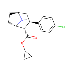 CN1[C@H]2CC[C@H]1[C@@H](C(=O)OC1CC1)[C@H](c1ccc(Cl)cc1)C2 ZINC000253641100