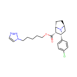 CN1[C@H]2CC[C@H]1[C@@H](C(=O)OCCCCCn1ccnn1)[C@@H](c1ccc(Cl)cc1)C2 ZINC000253731456