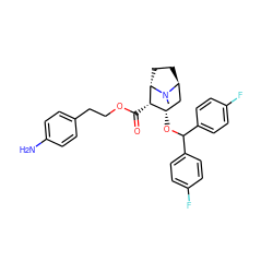 CN1[C@H]2CC[C@H]1[C@@H](C(=O)OCCc1ccc(N)cc1)[C@@H](OC(c1ccc(F)cc1)c1ccc(F)cc1)C2 ZINC000253636338