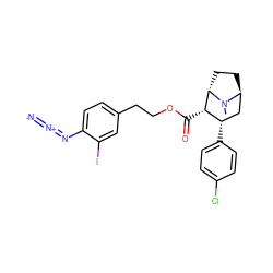 CN1[C@H]2CC[C@H]1[C@@H](C(=O)OCCc1ccc(N=[N+]=[N-])c(I)c1)[C@@H](c1ccc(Cl)cc1)C2 ZINC000100646723