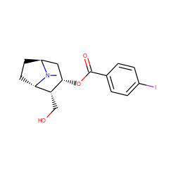 CN1[C@H]2CC[C@H]1[C@@H](CO)[C@@H](OC(=O)c1ccc(I)cc1)C2 ZINC000253635571