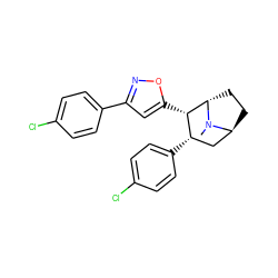 CN1[C@H]2CC[C@H]1[C@@H](c1cc(-c3ccc(Cl)cc3)no1)[C@@H](c1ccc(Cl)cc1)C2 ZINC000261181971