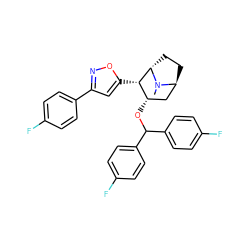 CN1[C@H]2CC[C@H]1[C@@H](c1cc(-c3ccc(F)cc3)no1)[C@@H](OC(c1ccc(F)cc1)c1ccc(F)cc1)C2 ZINC001772645771