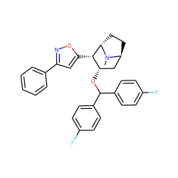 CN1[C@H]2CC[C@H]1[C@@H](c1cc(-c3ccccc3)no1)[C@@H](OC(c1ccc(F)cc1)c1ccc(F)cc1)C2 ZINC001772589075