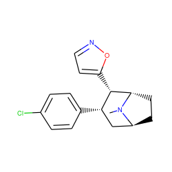 CN1[C@H]2CC[C@H]1[C@@H](c1ccno1)[C@@H](c1ccc(Cl)cc1)C2 ZINC000253782523