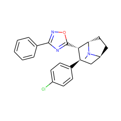 CN1[C@H]2CC[C@H]1[C@@H](c1nc(-c3ccccc3)no1)[C@H](c1ccc(Cl)cc1)C2 ZINC000101818273