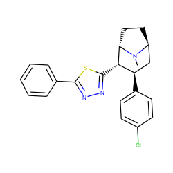 CN1[C@H]2CC[C@H]1[C@@H](c1nnc(-c3ccccc3)s1)[C@H](c1ccc(Cl)cc1)C2 ZINC000253751816