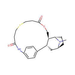 CN1[C@H]2CC[C@H]1[C@@H]1COC(=O)CCSCCC(=O)Nc3ccc(cc3)[C@H]1C2 ZINC000261135266