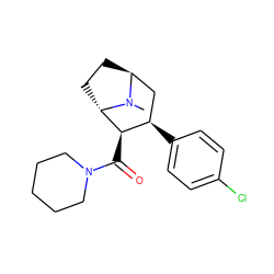 CN1[C@H]2CC[C@H]1[C@H](C(=O)N1CCCCC1)[C@H](c1ccc(Cl)cc1)C2 ZINC000253690330