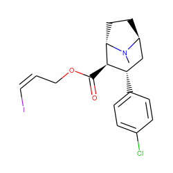 CN1[C@H]2CC[C@H]1[C@H](C(=O)OC/C=C\I)[C@@H](c1ccc(Cl)cc1)C2 ZINC000261096019