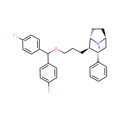 CN1[C@H]2CC[C@H]1[C@H](CCCOC(c1ccc(F)cc1)c1ccc(F)cc1)[C@@H](c1ccccc1)C2 ZINC000261155243