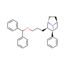 CN1[C@H]2CC[C@H]1[C@H](CCCOC(c1ccccc1)c1ccccc1)[C@H](c1ccccc1)C2 ZINC000136984693