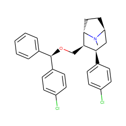 CN1[C@H]2CC[C@H]1[C@H](CO[C@H](c1ccccc1)c1ccc(Cl)cc1)[C@H](c1ccc(Cl)cc1)C2 ZINC000254094507