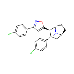 CN1[C@H]2CC[C@H]1[C@H](c1cc(-c3ccc(Cl)cc3)no1)[C@@H](c1ccc(Cl)cc1)C2 ZINC000261181969