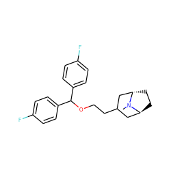 CN1[C@H]2CC[C@H]1CC(CCOC(c1ccc(F)cc1)c1ccc(F)cc1)C2 ZINC000100897375